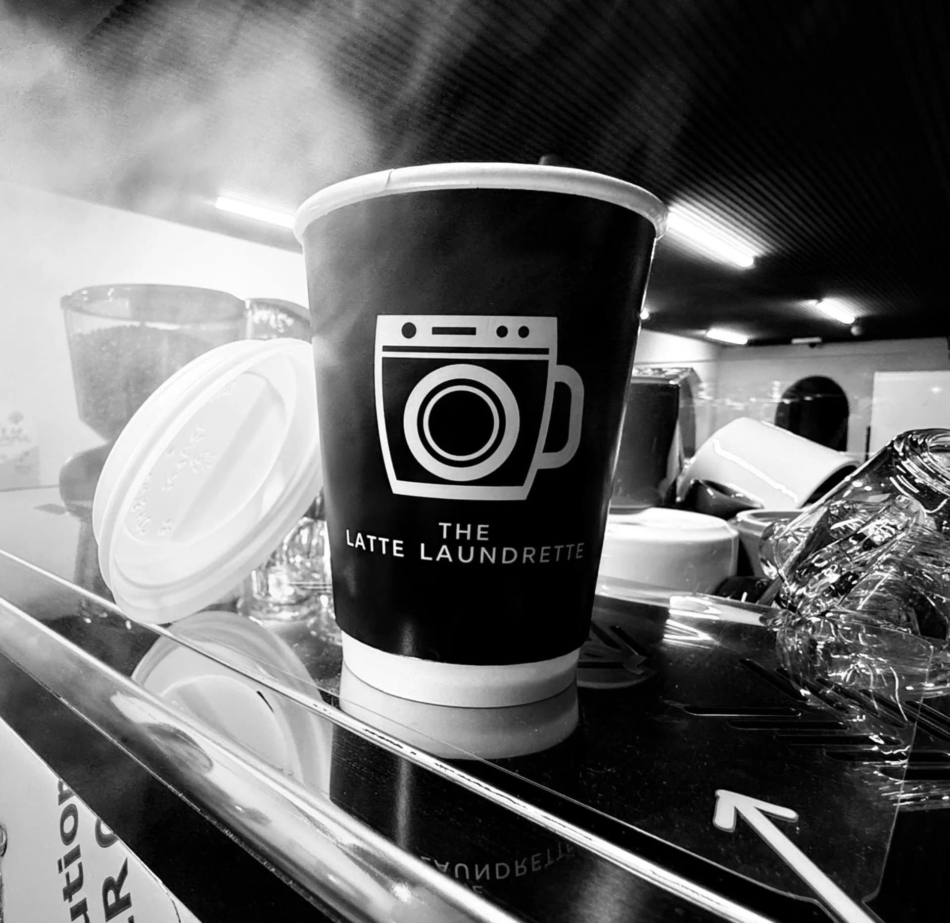 Latte Laundrette Logo on Coffee Cup